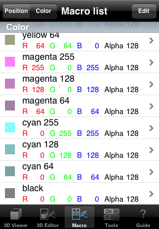 color macro list